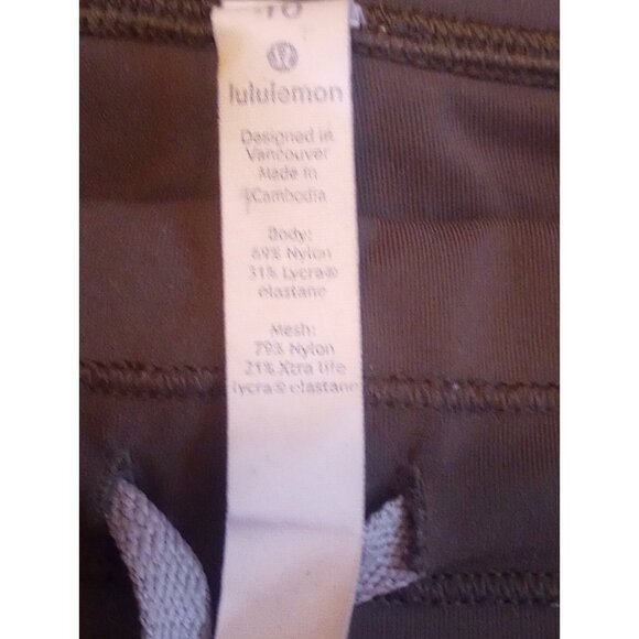 Lululemon capri leggings Dark Green  with a mesh fabric On Legs Sz 10 - Picture 7 of 10